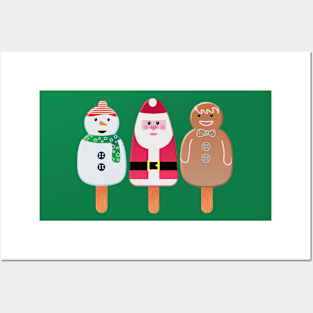 Christmas Snowman, Santa And Gingerbread Man Posters and Art